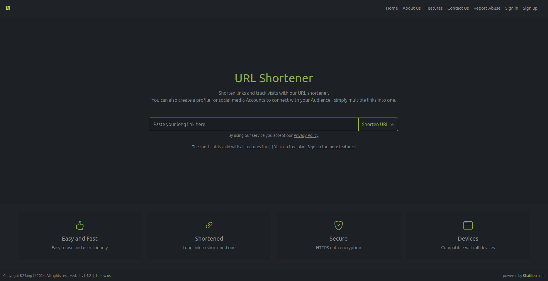 URL shortner and social profile links